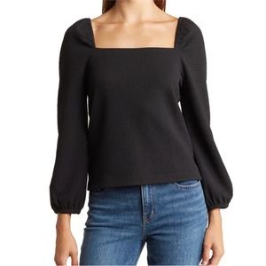 Madewell Crepe Square Neck Puff Sleeve Top- size XS